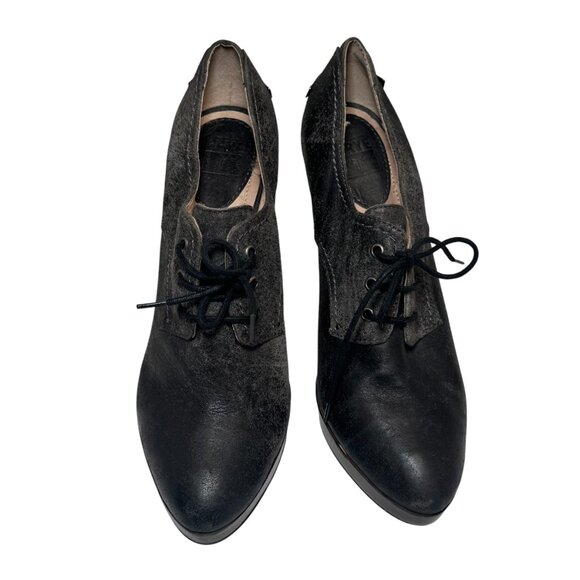 Frye Womens Harlow Oxford Pump Charcoal Leather Lace Up High Heel size 8.5 - Picture 6 of 9